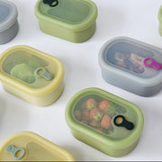 국내산 실리콘 반투명 타원형 용기, 밥팩, 전자렌지용 소분 용기 350ml,500ml