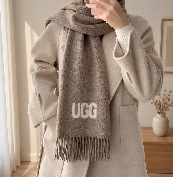 UGG 로고 캐시미어 스카프 OZC006 / UGG Logo Cashmere Aus Wool Woven Scarf