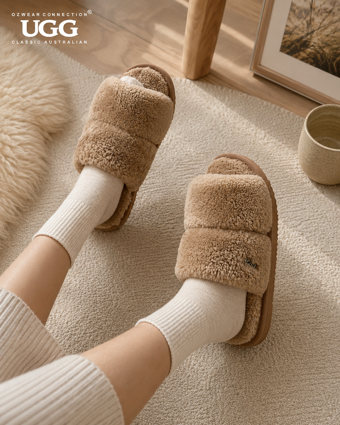 UGG 에플린 컬리 슬리퍼 OB792 (UGG EVELYN CURLY SLIDE SLIPPER)